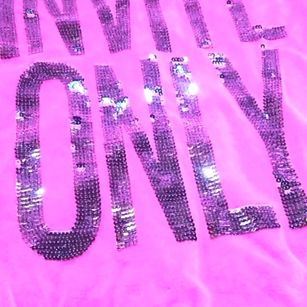 PINK Victoria's Secret Hoody Sweater Size L 1986 Invite Only faux fur & sequins - Picture 4 of 12